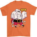 Funny Santa Ghost Christmas Halloween Mens T-Shirt 100% Cotton Orange