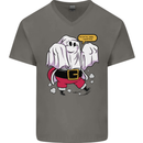 Funny Santa Ghost Christmas Halloween Mens V-Neck Cotton T-Shirt Charcoal