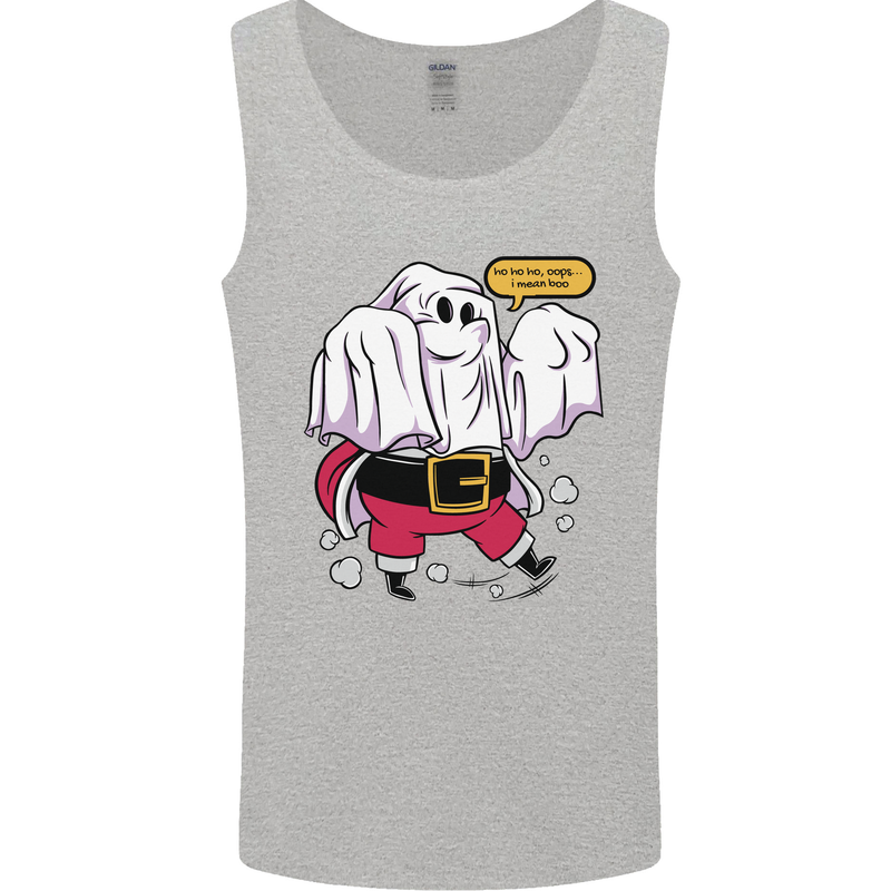 Funny Santa Ghost Christmas Halloween Mens Vest Tank Top Sports Grey