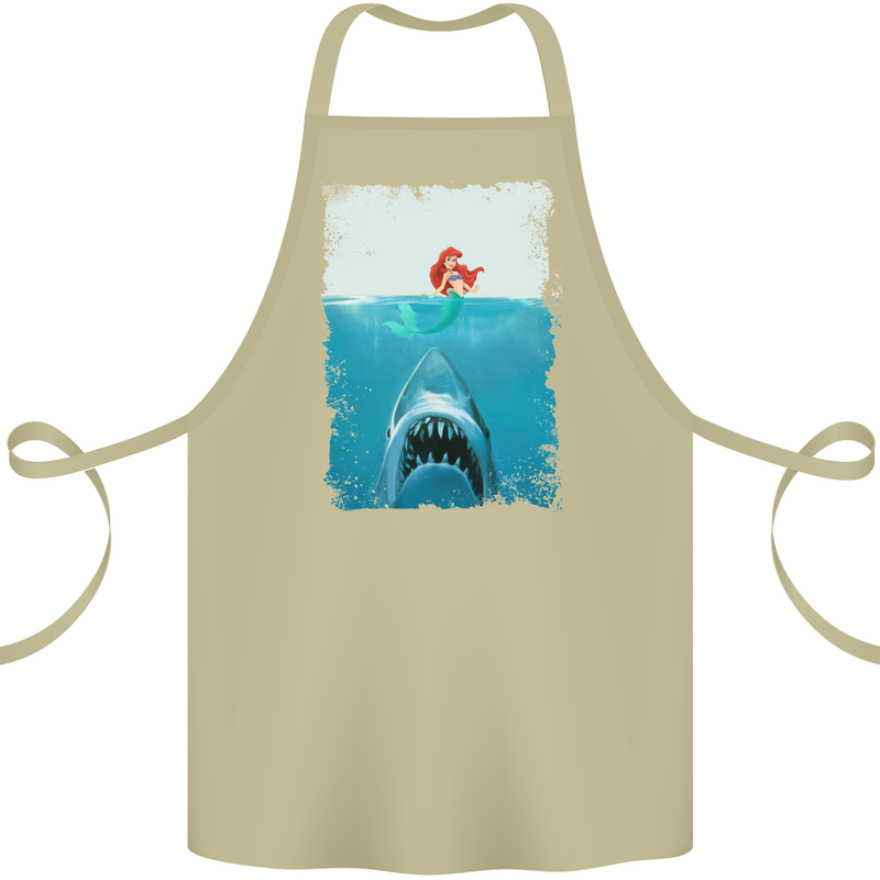 Funny Shark Parody Scuba Diving Fishing Cotton Apron 100% Organic Khaki