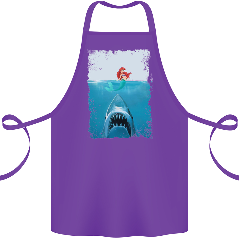 Funny Shark Parody Scuba Diving Fishing Cotton Apron 100% Organic Purple