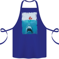 Funny Shark Parody Scuba Diving Fishing Cotton Apron 100% Organic Royal Blue