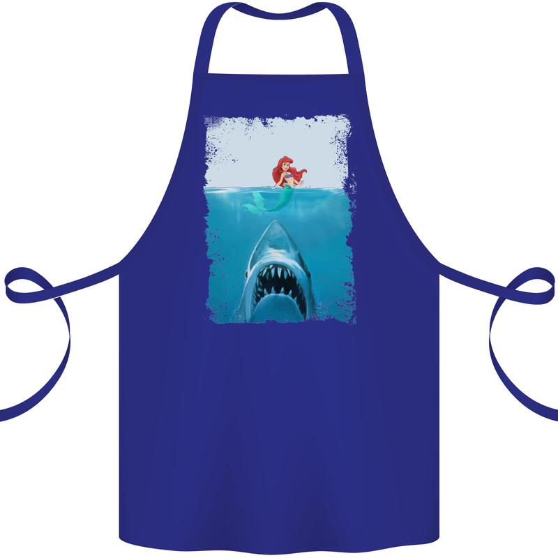 Funny Shark Parody Scuba Diving Fishing Cotton Apron 100% Organic Royal Blue