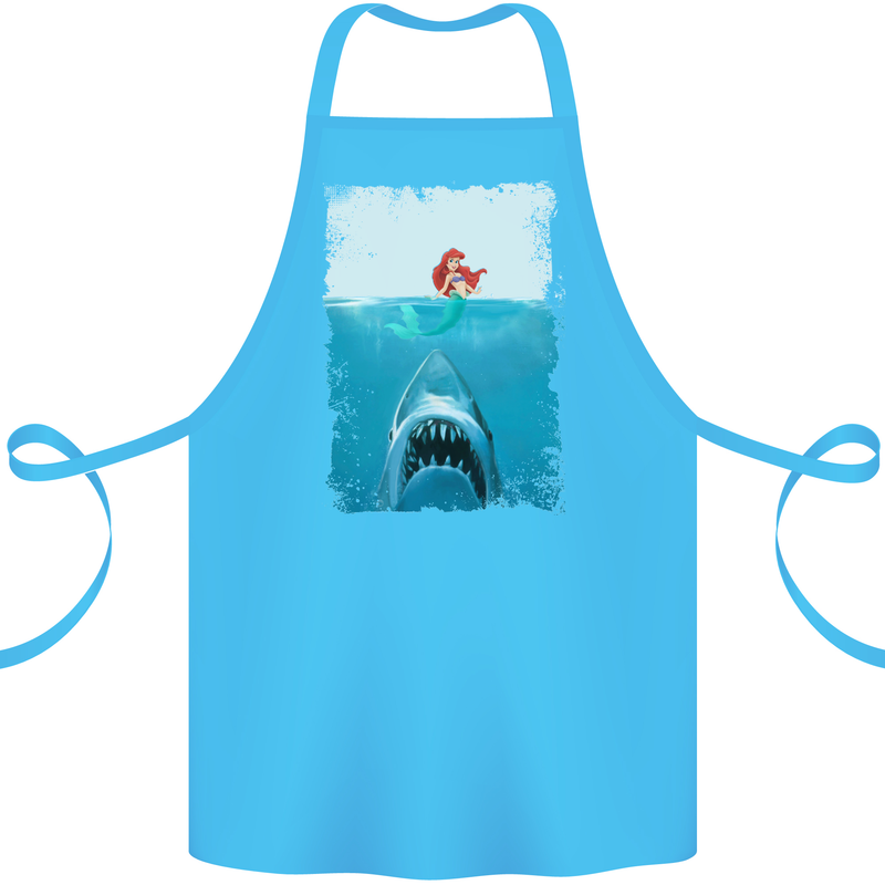 Funny Shark Parody Scuba Diving Fishing Cotton Apron 100% Organic Turquoise