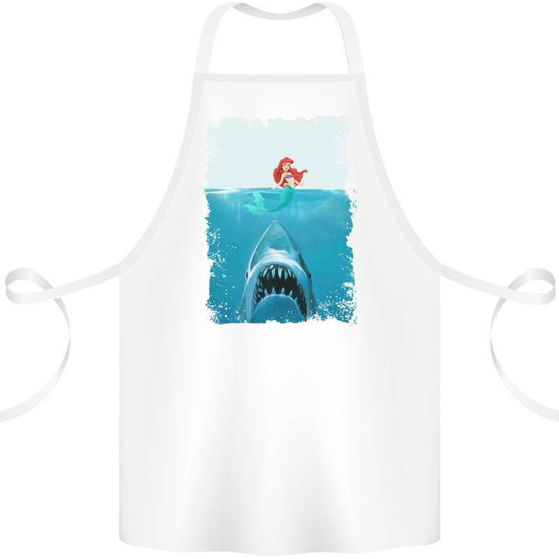 Funny Shark Parody Scuba Diving Fishing Cotton Apron 100% Organic White
