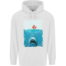 Funny Shark Parody Scuba Diving Fishing Mens 80% Cotton Hoodie White