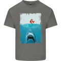 Funny Shark Parody Scuba Diving Fishing Mens Cotton T-Shirt Tee Top Charcoal