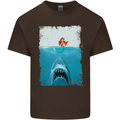 Funny Shark Parody Scuba Diving Fishing Mens Cotton T-Shirt Tee Top Dark Chocolate