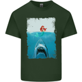 Funny Shark Parody Scuba Diving Fishing Mens Cotton T-Shirt Tee Top Forest Green