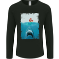 Funny Shark Parody Scuba Diving Fishing Mens Long Sleeve T-Shirt Black