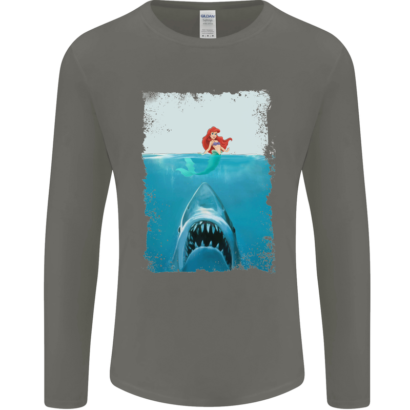 Funny Shark Parody Scuba Diving Fishing Mens Long Sleeve T-Shirt Charcoal