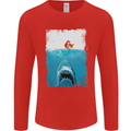 Funny Shark Parody Scuba Diving Fishing Mens Long Sleeve T-Shirt Red