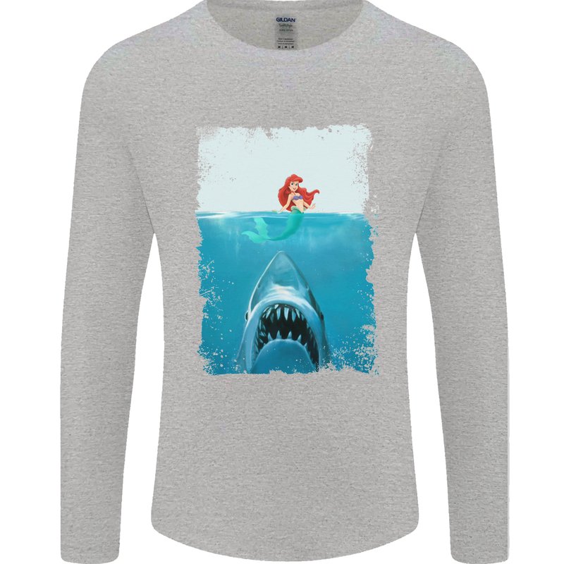 Funny Shark Parody Scuba Diving Fishing Mens Long Sleeve T-Shirt Sports Grey