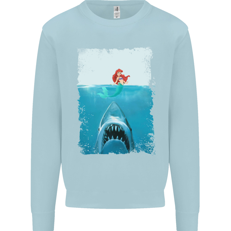 Funny Shark Parody Scuba Diving Fishing Mens Sweatshirt Jumper Light Blue