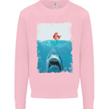 Funny Shark Parody Scuba Diving Fishing Mens Sweatshirt Jumper Light Pink