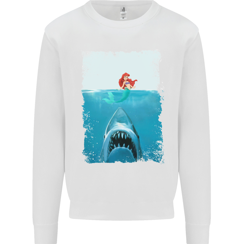 Funny Shark Parody Scuba Diving Fishing Mens Sweatshirt Jumper White