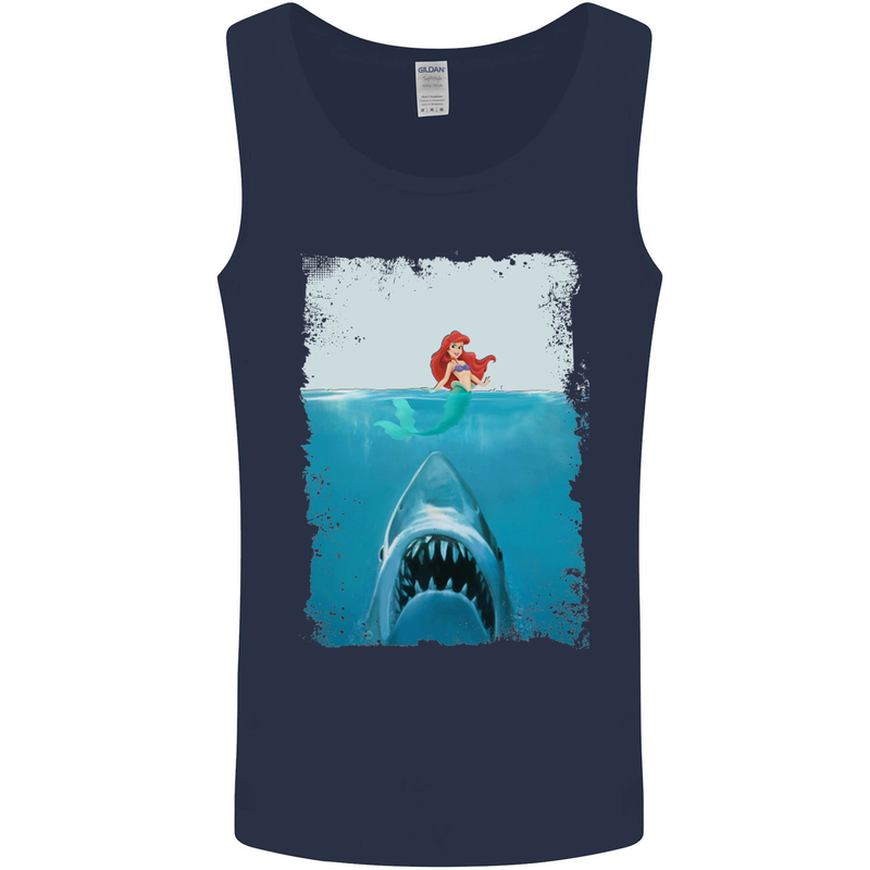 Funny Shark Parody Scuba Diving Fishing Mens Vest Tank Top Navy Blue