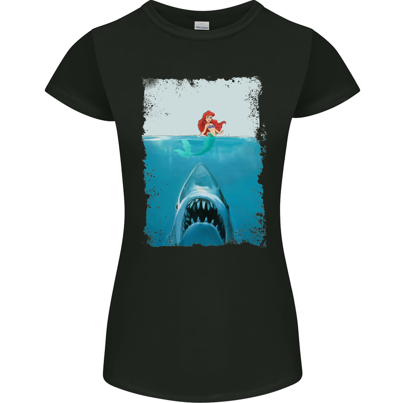 Funny Shark Parody Scuba Diving Fishing Womens Petite Cut T-Shirt Black