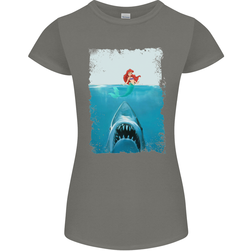 Funny Shark Parody Scuba Diving Fishing Womens Petite Cut T-Shirt Charcoal