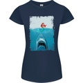 Funny Shark Parody Scuba Diving Fishing Womens Petite Cut T-Shirt Navy Blue