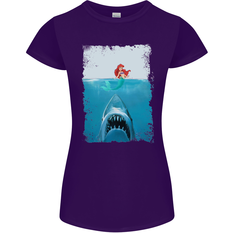 Funny Shark Parody Scuba Diving Fishing Womens Petite Cut T-Shirt Purple