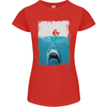 Funny Shark Parody Scuba Diving Fishing Womens Petite Cut T-Shirt Red