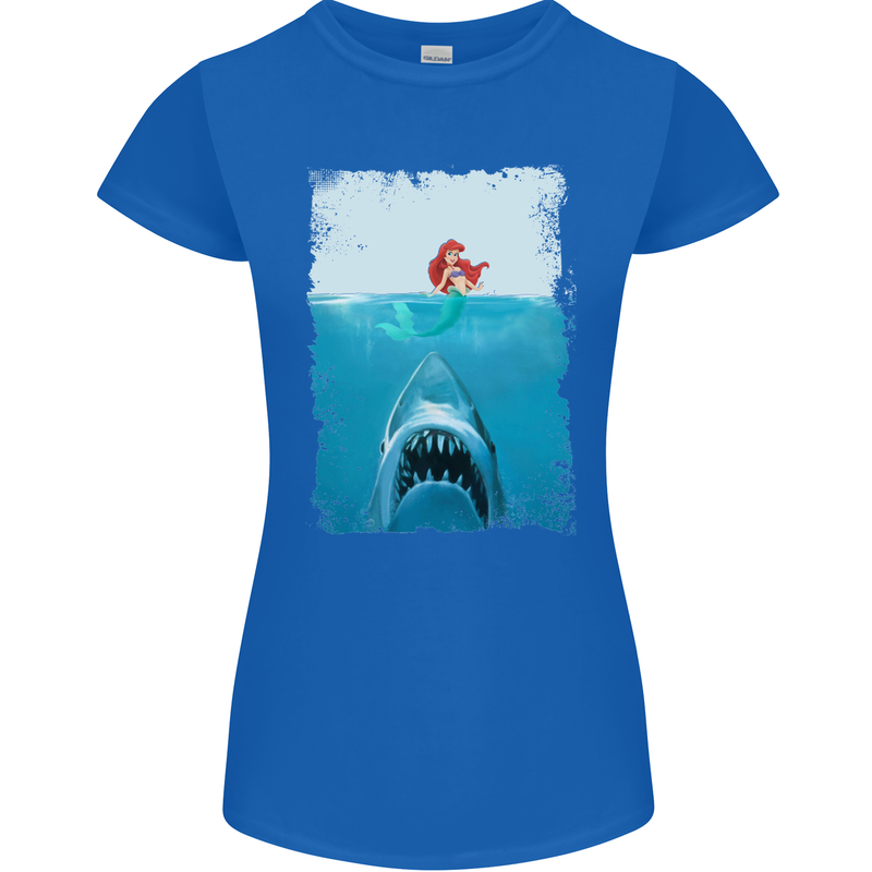 Funny Shark Parody Scuba Diving Fishing Womens Petite Cut T-Shirt Royal Blue