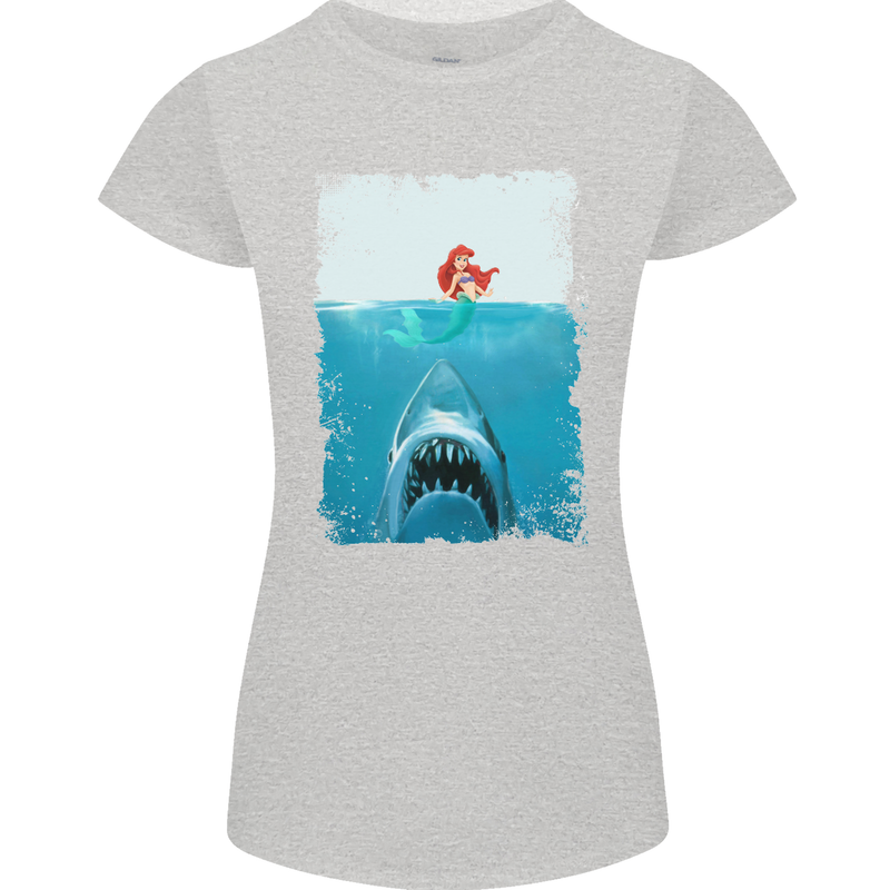 Funny Shark Parody Scuba Diving Fishing Womens Petite Cut T-Shirt Sports Grey