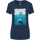 Funny Shark Parody Scuba Diving Fishing Womens Wider Cut T-Shirt Navy Blue
