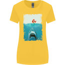 Funny Shark Parody Scuba Diving Fishing Womens Wider Cut T-Shirt Yellow