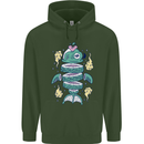 Funny Sliced Sushi Fish Fishing Fisherman Childrens Kids Hoodie Forest Green
