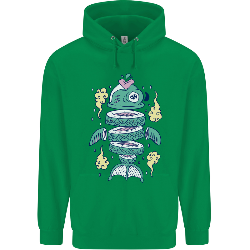 Funny Sliced Sushi Fish Fishing Fisherman Childrens Kids Hoodie Irish Green