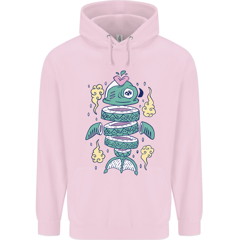 Funny Sliced Sushi Fish Fishing Fisherman Childrens Kids Hoodie Light Pink