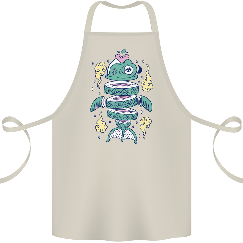 Funny Sliced Sushi Fish Fishing Fisherman Cotton Apron 100% Organic Natural