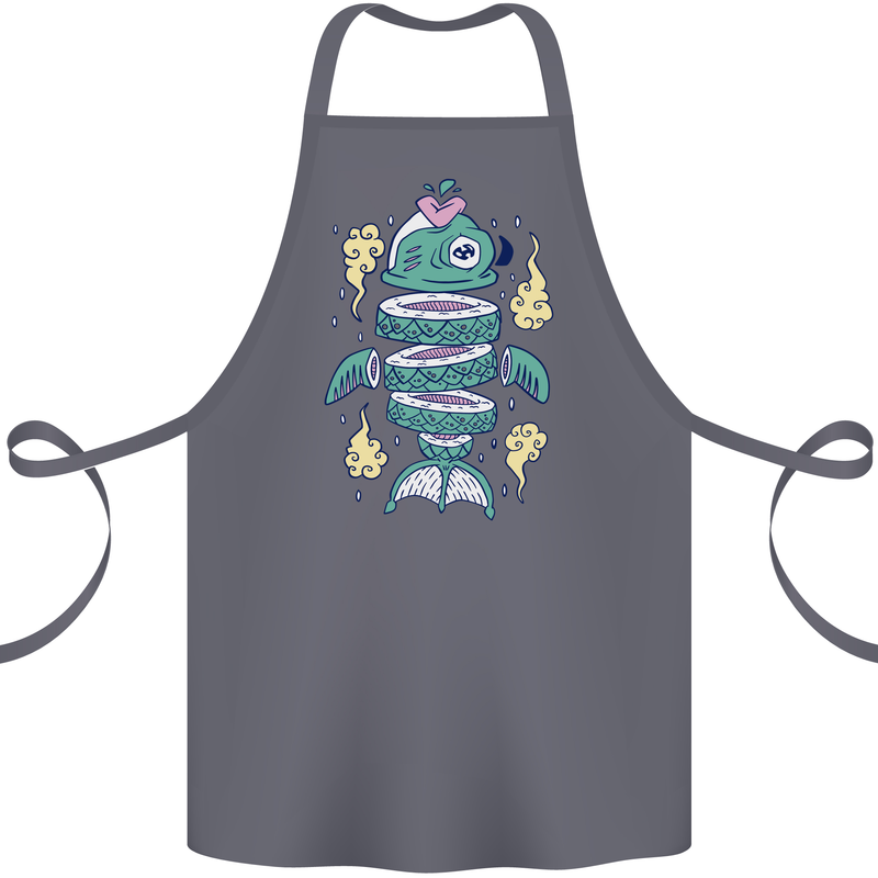 Funny Sliced Sushi Fish Fishing Fisherman Cotton Apron 100% Organic Steel