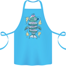 Funny Sliced Sushi Fish Fishing Fisherman Cotton Apron 100% Organic Turquoise