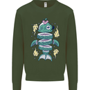 Funny Sliced Sushi Fish Fishing Fisherman Kids Sweatshirt Jumper Forest Green