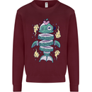 Funny Sliced Sushi Fish Fishing Fisherman Kids Sweatshirt Jumper Maroon