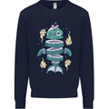 Funny Sliced Sushi Fish Fishing Fisherman Kids Sweatshirt Jumper Navy Blue