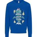 Funny Sliced Sushi Fish Fishing Fisherman Kids Sweatshirt Jumper Royal Blue