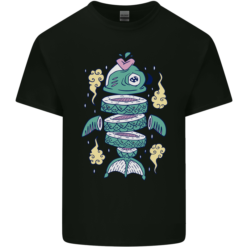 Funny Sliced Sushi Fish Fishing Fisherman Kids T-Shirt Childrens Black