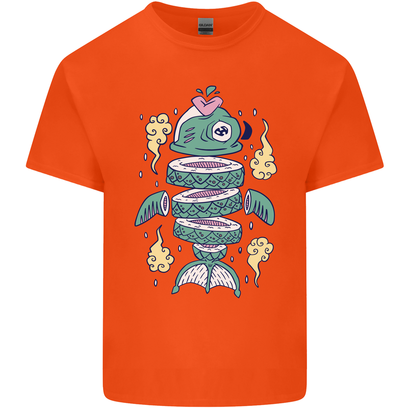 Funny Sliced Sushi Fish Fishing Fisherman Kids T-Shirt Childrens Orange