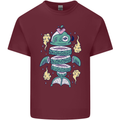 Funny Sliced Sushi Fish Fishing Fisherman Mens Cotton T-Shirt Tee Top Maroon