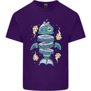 Funny Sliced Sushi Fish Fishing Fisherman Mens Cotton T-Shirt Tee Top Purple