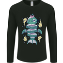 Funny Sliced Sushi Fish Fishing Fisherman Mens Long Sleeve T-Shirt Black