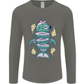 Funny Sliced Sushi Fish Fishing Fisherman Mens Long Sleeve T-Shirt Charcoal