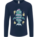 Funny Sliced Sushi Fish Fishing Fisherman Mens Long Sleeve T-Shirt Navy Blue