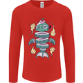 Funny Sliced Sushi Fish Fishing Fisherman Mens Long Sleeve T-Shirt Red