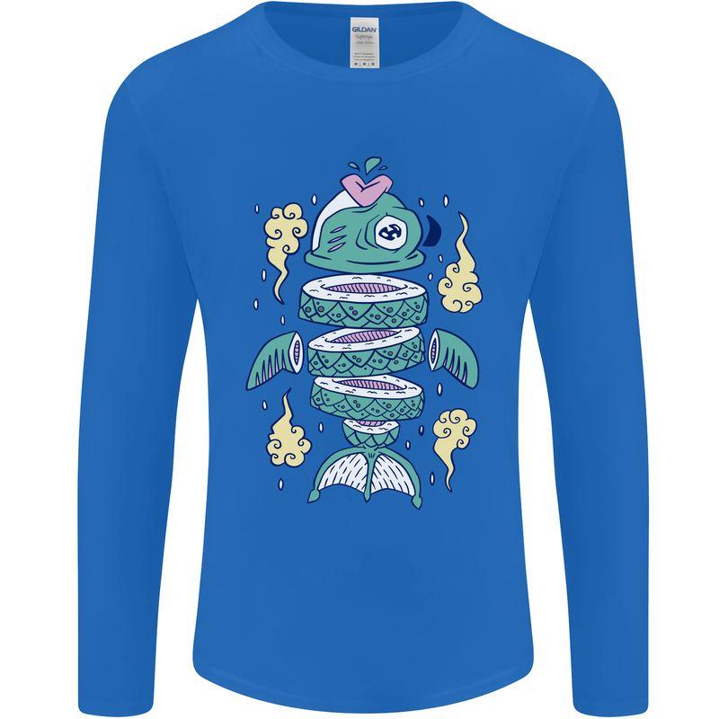 Funny Sliced Sushi Fish Fishing Fisherman Mens Long Sleeve T-Shirt Royal Blue