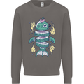 Funny Sliced Sushi Fish Fishing Fisherman Mens Sweatshirt Jumper Charcoal